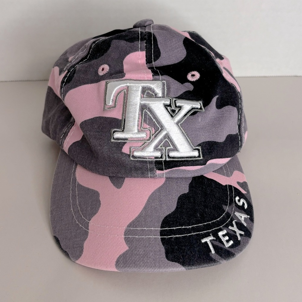 No Brand Junior Girls Texas Embroidered Pink Camouflage Baseball Hat